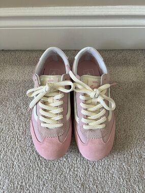 Vans Low-Pro Pink and Cream Suede Sneakers